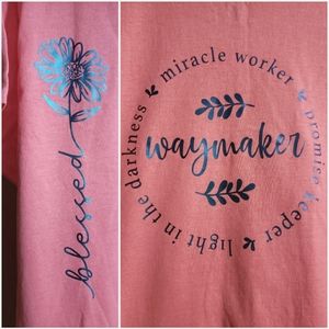 Gildan t shirt with Spiritual sayings. Blessed on front & Wayward on back